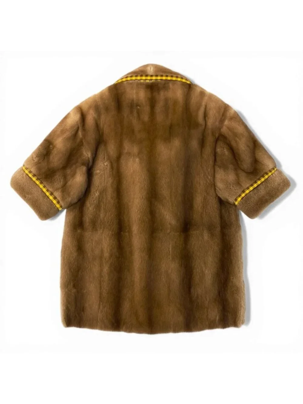 Fendi Pastel Mink Fabric Reversible Fur Coat Jacket Check 36 Brown - Picture 4 of 15